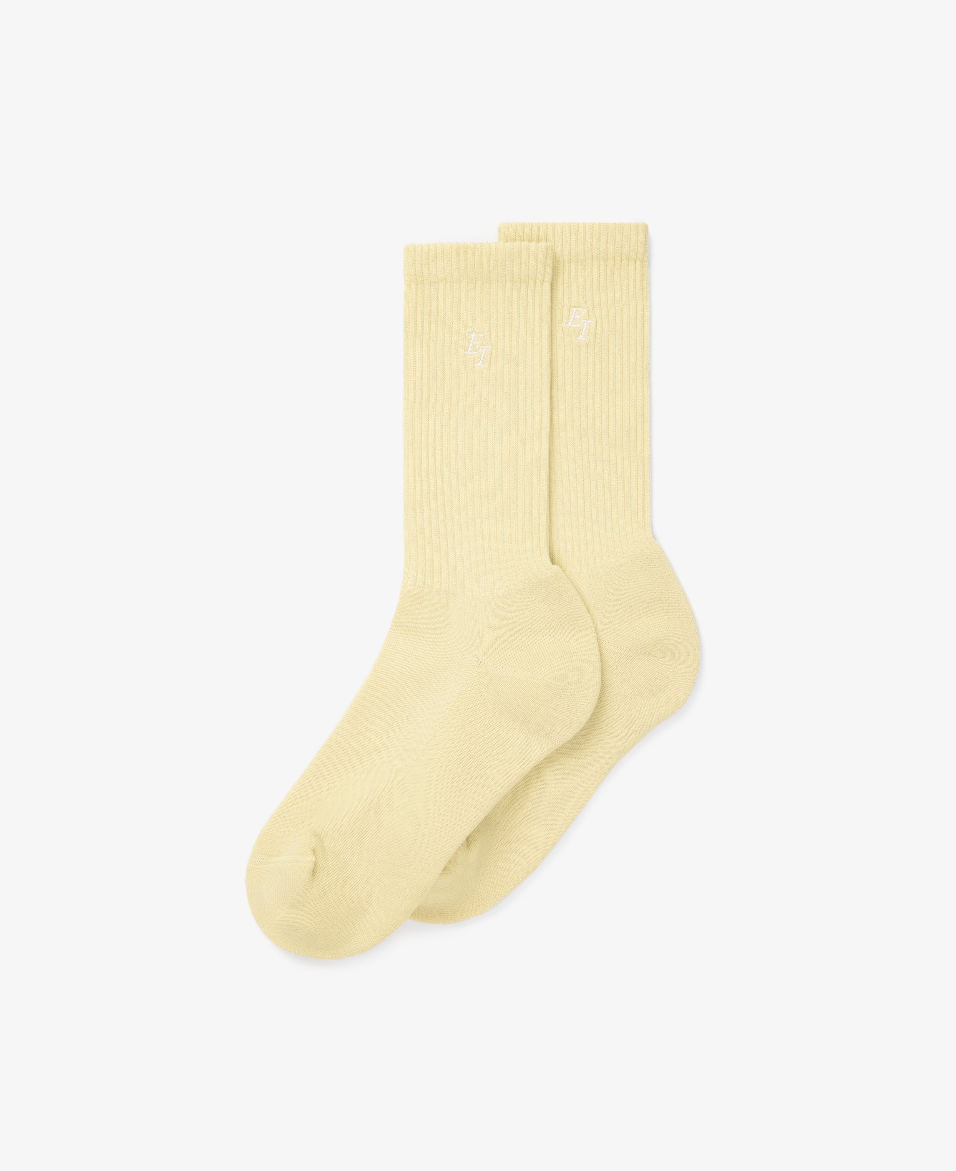 EI Monogram Embroidered Sock - Washed Yellow