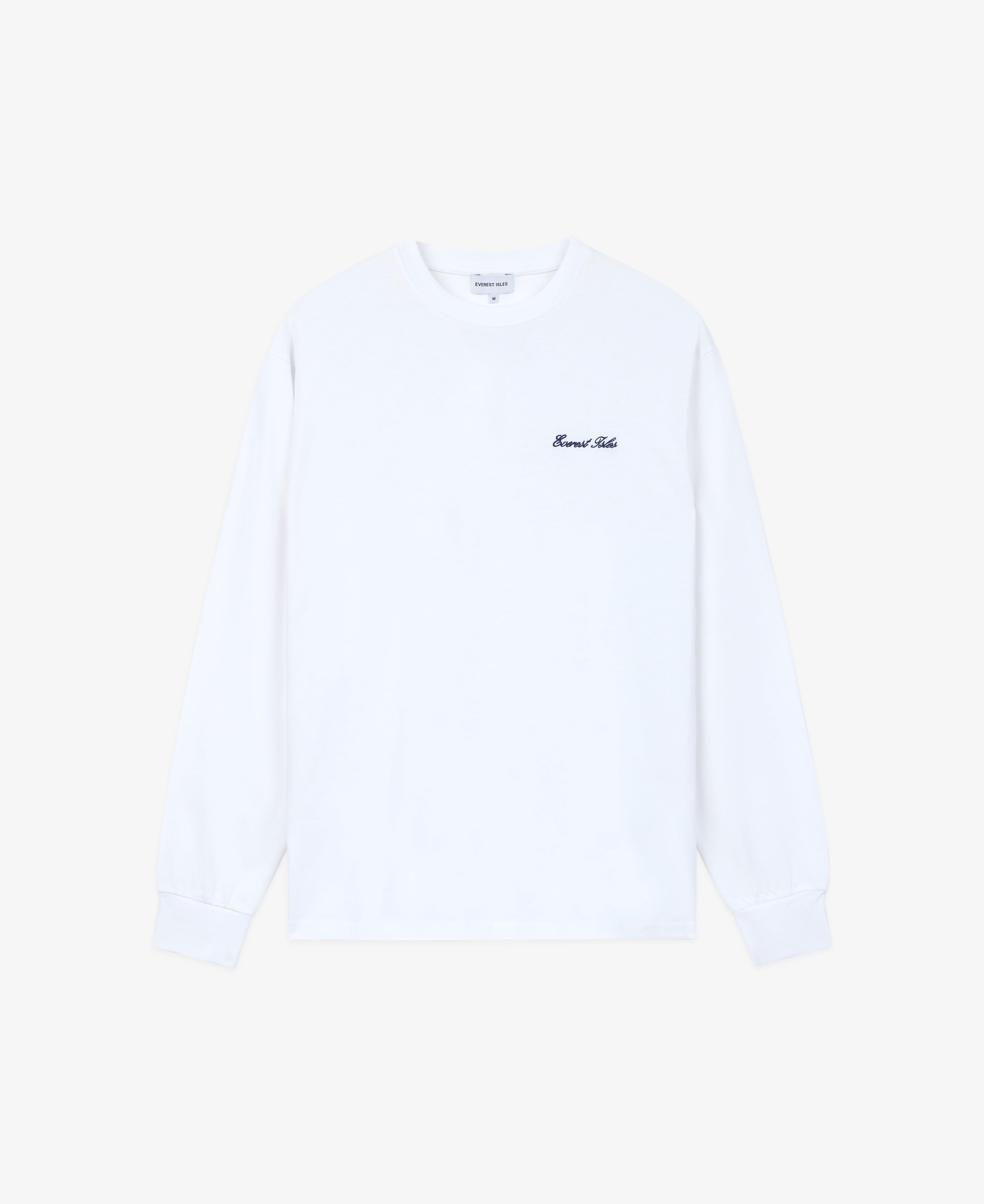 Embroidered Script Tee L/S - White