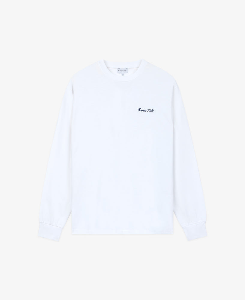 Embroidered Script Tee L/S - White