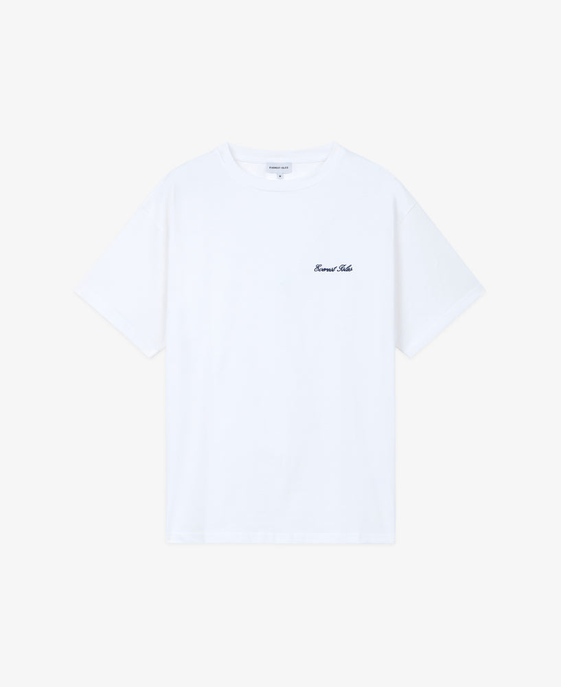 Embroidered Script Tee S/S - White