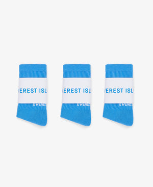 3 Pack Crew Length Socks- Sky Blue