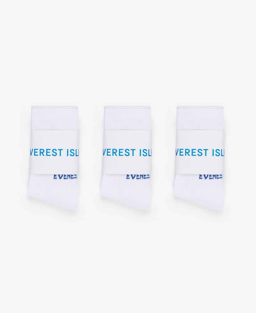 3 Pack Crew Length Socks- White