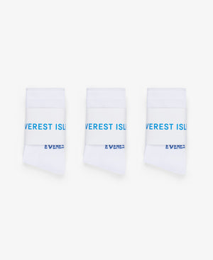 3 Pack Crew Length Socks- White